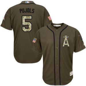 Amazing Angels of Anaheim #5 Albert Pujols Green Salute to Service Stitched MLB Jersey