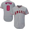 Fantastic Angels of Anaheim #8 Justin Upton Grey Flexbase Authentic Collection Stitched MLB Jersey