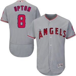 Fantastic Angels of Anaheim #8 Justin Upton Grey Flexbase Authentic Collection Stitched MLB Jersey