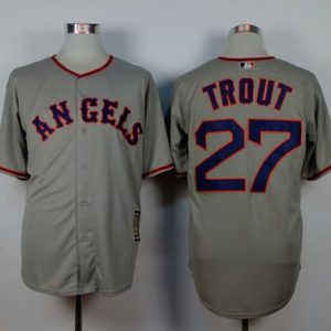 Superb Angels of Anaheim #27 Mike Trout Grey 1965 Turn Back The Clock Stitched MLB Jersey