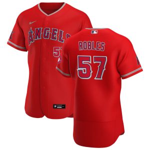 Superb Los Angeles Angels #57 Hansel Robles Men's Nike Red Alternate 2020 Authentic Player MLB Jersey