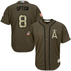 Delightful Angels of Anaheim #8 Justin Upton Green Salute to Service Stitched MLB Jersey