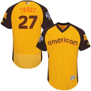 Delightful Angels of Anaheim #27 Mike Trout Gold Flexbase Authentic Collection 2016 All Star American League Stitched MLB Jersey