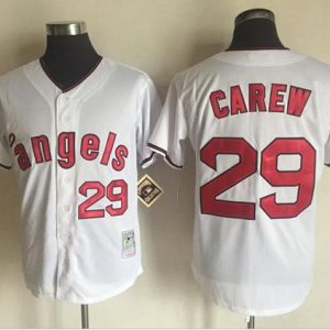 Exceptional Mitchell and Ness Angels of Anaheim #29 Rod Carew White Stitched MLB Jersey