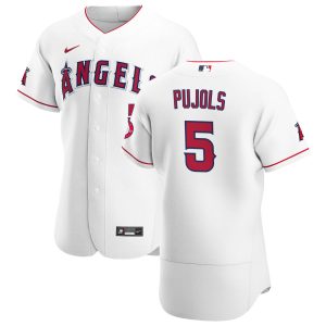 Amazing Los Angeles Angels #5 Albert Pujols Men's Nike White Home 2020 Authentic Player MLB Jersey