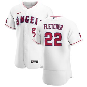 Fantastic Los Angeles Angels #22 David Fletcher Men's Nike White Home 2020 Authentic Player MLB Jersey
