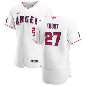 Superb Los Angeles Angels #27 Mike Trout Men's Nike White Home 2020 Authentic Player MLB Jersey