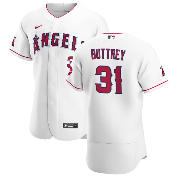 Stunning Los Angeles Angels #31 Ty Buttrey Men's Nike White Home 2020 Authentic Player MLB Jersey