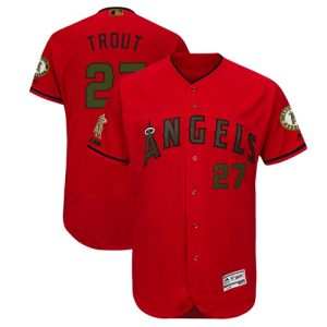 Delightful Angels of Anaheim #27 Mike Trout Red Flexbase Authentic Collection 2018 Memorial Day Stitched MLB Jersey