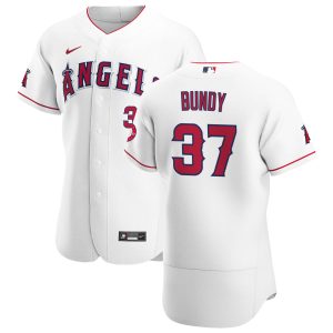 Stunning Los Angeles Angels #37 Dylan Bundy Men's Nike White Home 2020 Authentic Player MLB Jersey