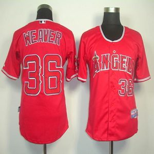 Stunning Angels of Anaheim #36 Weaver Jered Red Cool Base Stitched MLB Jersey