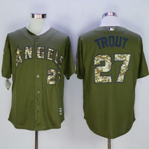 Superb Angels of Anaheim #27 Mike Trout Green Camo New Cool Base Stitched MLB Jersey