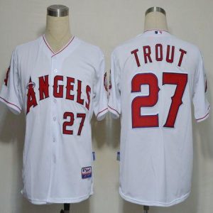 Superb Angels of Anaheim #27 Mike Trout White Cool Base Stitched MLB Jersey