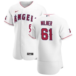 Delightful Los Angeles Angels #61 Hoby Milner Men's Nike White Home 2020 Authentic Player MLB Jersey