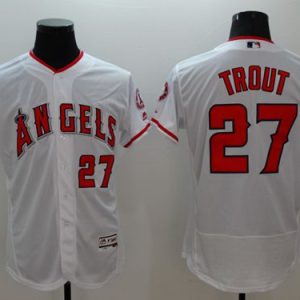 HighQuality Angels of Anaheim #27 Mike Trout White Flexbase Authentic Collection Stitched MLB Jersey