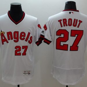 Impressive Angels of Anaheim #27 Mike Trout White Flexbase Authentic Collection Cooperstown Stitched MLB Jersey