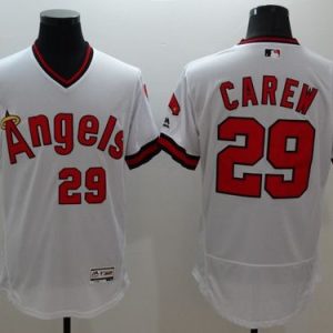 Stunning Angels of Anaheim #29 Rod Carew White Flexbase Authentic Collection Cooperstown Stitched MLB Jersey