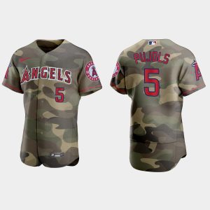 Amazing Los Angeles Angels #5 Albert Pujols Men's Nike 2021 Armed Forces Day Authentic MLB Jersey  Camo