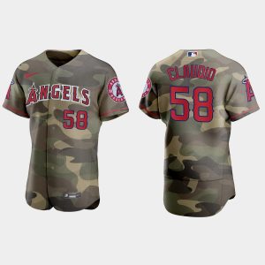 Superb Los Angeles Angels #58 Alex Claudio Men's Nike 2021 Armed Forces Day Authentic MLB Jersey  Camo