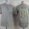 Exceptional Angels of Anaheim #27 Mike Trout Grey USMC Cool Base Stitched MLB Jersey