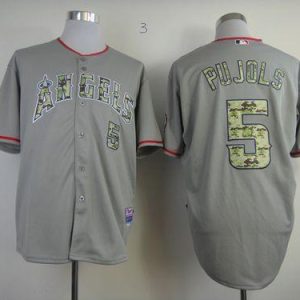 Exceptional Angels of Anaheim #5 Albert Pujols Grey USMC Cool Base Stitched MLB Jersey