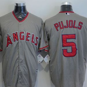 Outstanding Angels of Anaheim #5 Albert Pujols Grey New Cool Base Stitched MLB Jersey
