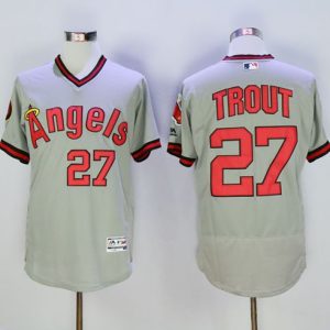 Outstanding Angels of Anaheim #27 Mike Trout Grey Flexbase Authentic Collection Cooperstown Stitched MLB Jersey