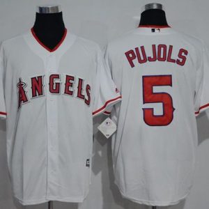 Exceptional Angels of Anaheim #5 Albert Pujols White New Cool Base Stitched MLB Jersey