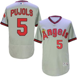 HighQuality Angels of Anaheim #5 Albert Pujols Grey Flexbase Authentic Collection Cooperstown Stitched MLB Jersey