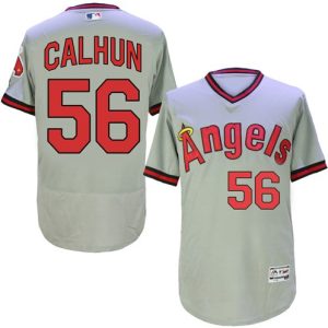 Delightful Angels of Anaheim #56 Kole Calhoun Grey Flexbase Authentic Collection Cooperstown Stitched MLB Jersey