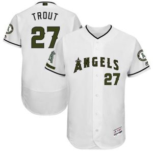 Superb Angels of Anaheim #27 Mike Trout White Flexbase Authentic Collection Memorial Day Stitched MLB Jersey