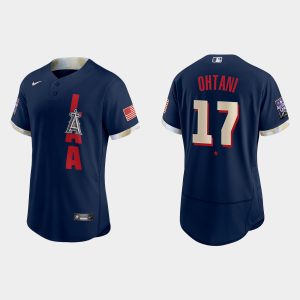 Superb Los Angeles Angels #17 Shohei Ohtani 2021 MLB All Star Game Authentic Navy Jersey