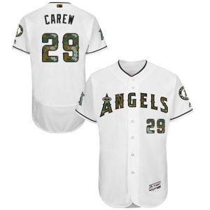 Delightful Angels of Anaheim #29 Rod Carew White Flexbase Authentic Collection Memorial Day Stitched MLB Jersey