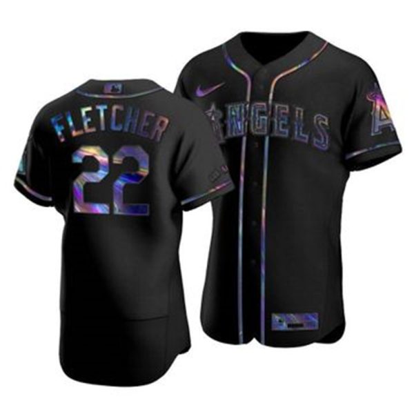 Superb Los Angeles Angels #22 David Fletcher Men's Nike Iridescent Holographic Collection MLB Jersey Black