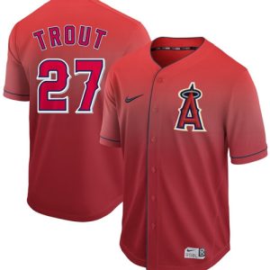 Exceptional Nike Angels of Anaheim #27 Mike Trout Red Fade Authentic Stitched MLB Jersey