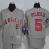 Stunning Angels of Anaheim #5 Albert Pujols Grey Flexbase Authentic Collection Stitched MLB Jersey