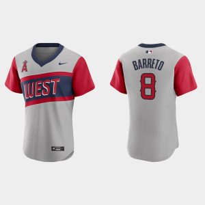 Premium Los Angeles Angels #8 Franklin Barreto Men's Nike Gray 2021 Little League Classic Authentic MLB Jersey