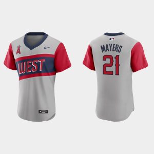 Amazing Los Angeles Angels #21 Mike Mayers Men's Nike Gray 2021 Little League Classic Authentic MLB Jersey