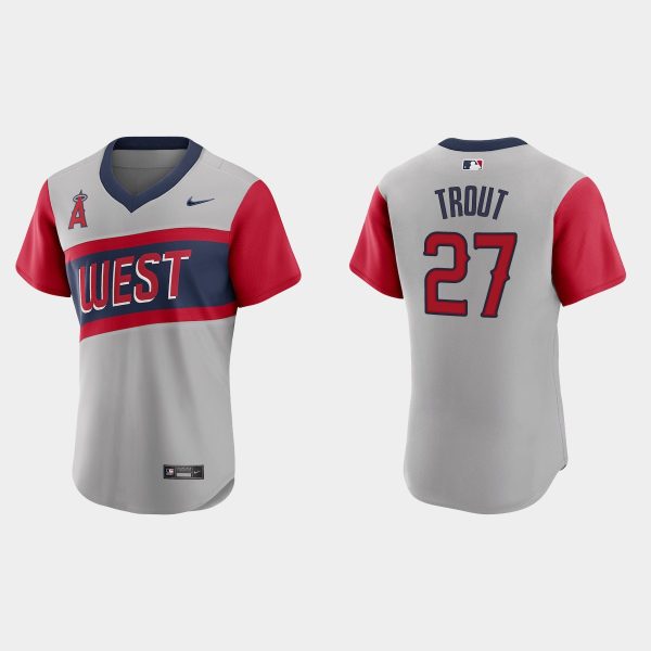 Fantastic Los Angeles Angels #27 Mike Trout Men's Nike Gray 2021 Little League Classic Authentic MLB Jersey