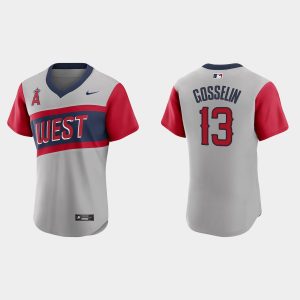 Delightful Los Angeles Angels #13 Phil Gosselin Men's Nike Gray 2021 Little League Classic Authentic MLB Jersey