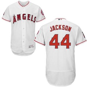 Delightful Angels of Anaheim #44 Reggie Jackson White Flexbase Authentic Collection Stitched MLB Jersey