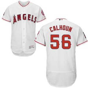 Delightful Angels of Anaheim #56 Kole Calhoun White Flexbase Authentic Collection Stitched MLB Jersey