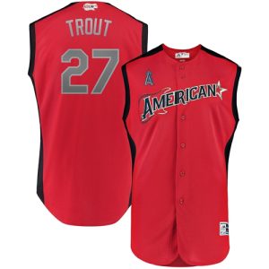 Superb Angels of Anaheim #27 Mike Trout Red 2019 All Star American League Stitched MLB Jersey