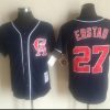 Impressive Mitchell And Ness Angels of Anaheim #27 Darin Erstad Navy Blue Throwback Stitched MLB Jersey