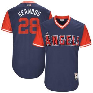 Stunning Angels of Anaheim #28 Andrew Heaney Navy Heandog Players Weekend Authentic Stitched MLB Jersey