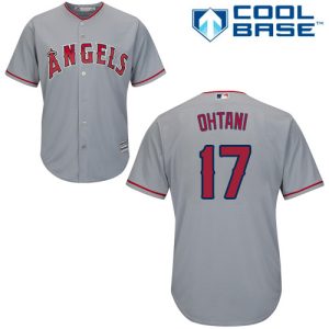 Stunning Angels of Anaheim #17 Shohei Ohtani Grey New Cool Base Stitched MLB Jersey