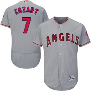 Outstanding Angels of Anaheim #7 Zack Cozart Grey Flexbase Authentic Collection Stitched MLB Jersey