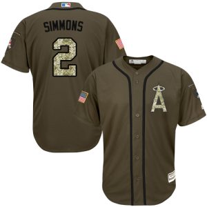 Stunning Angels of Anaheim #2 Andrelton Simmons Green Salute to Service Stitched MLB Jersey
