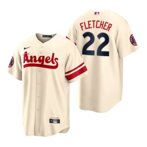 Stunning Los Angeles Angels #22 David Fletcher Cream Men's MLB Nike 2022 City Connect Game Jersey