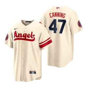 Fantastic Los Angeles Angels #47 Griffin Canning Cream Men's MLB Nike 2022 City Connect Game Jersey